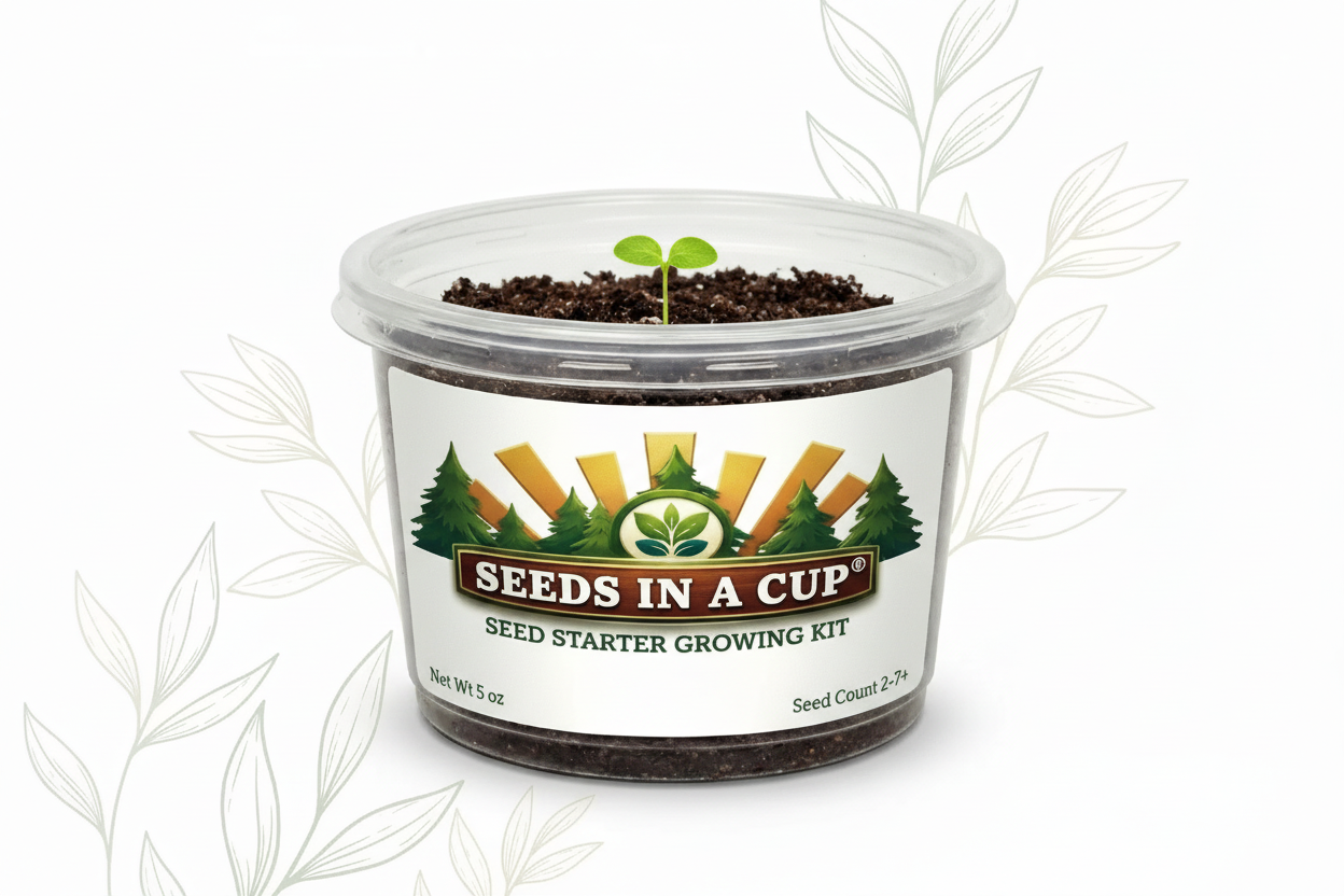 Seeds In A Cup Loofah Sponge Gourd (Luffa aegyptiaca) Grow Kit - Complete seed starter with recyclable planter, non-GMO seeds, and real potting soil. Hand-assembled in Cleveland, Ohio, USA.