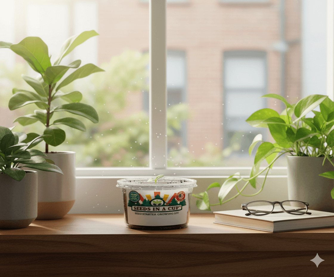 Seeds In A Cup® Olive Tree (Olea europaea) Grow Kit — complete seed starter with recyclable planter, non-GMO seeds, and real potting soil. Hand-assembled in Cleveland, Ohio, USA.