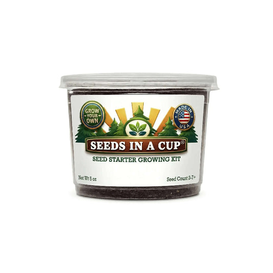 Seeds In A Cup® Tree & Vine Multi-Variety Grow Kit with non-GMO seeds, real loose potting soil, recyclable planter, and step-by-step instructions — made in Cleveland, Ohio.